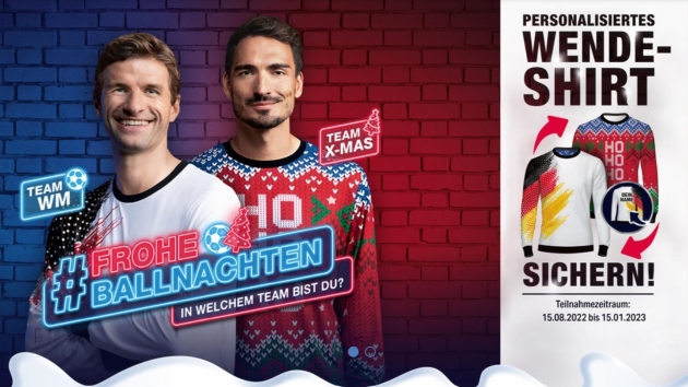 Storck setzt auf spielerischen Umgang mit dem Fußball - Storck wirbt für seine Marke Knoppers in Kooperation mit Thomas Müller und Mats Hummels - Quelle: Screenshot Knoppers